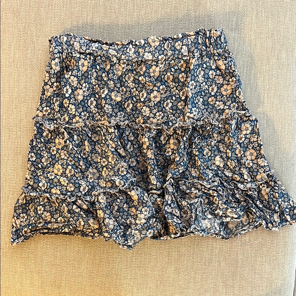 Floral Ruffle Mini Skirt